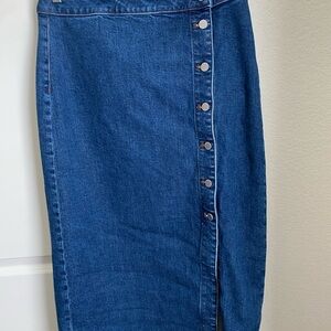Ann Taylor Blue Denim Midi Skirt